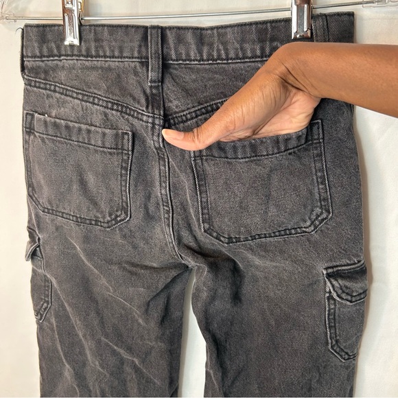 Old Navy Dark Gray Cargo Pants Girl’s Kids High-rise Baggy Wide Leg Size 12 - Picture 7 of 15